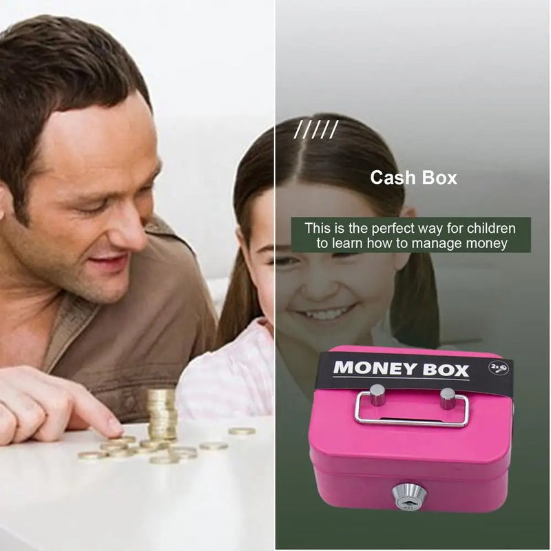 Load image into Gallery viewer, Portable Small Lock Box Security Safe Lock Boxes Mini Metal Cash Box Money Bank Metal Coin Bank Security Box Sturdy Cash Box
