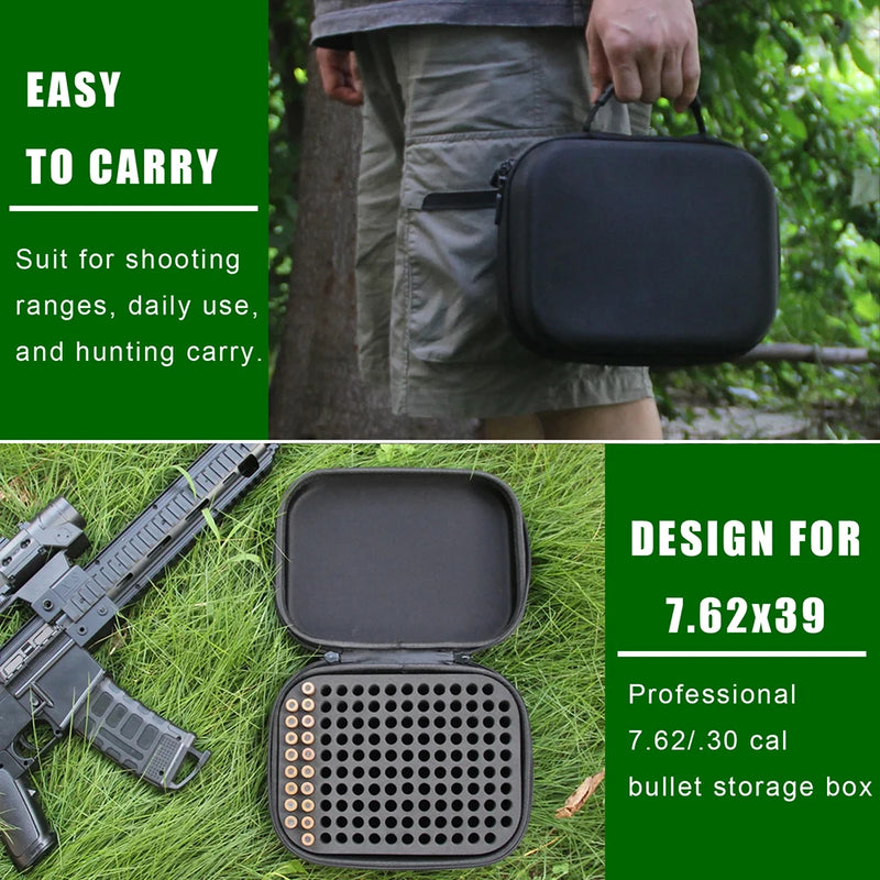 Load image into Gallery viewer, Hunting Tactical Ammo Box 7.62mm Shell Holder Bullet Case 136 Rounds Ammunition Container Rifle Cartridge Carry Storage Box
