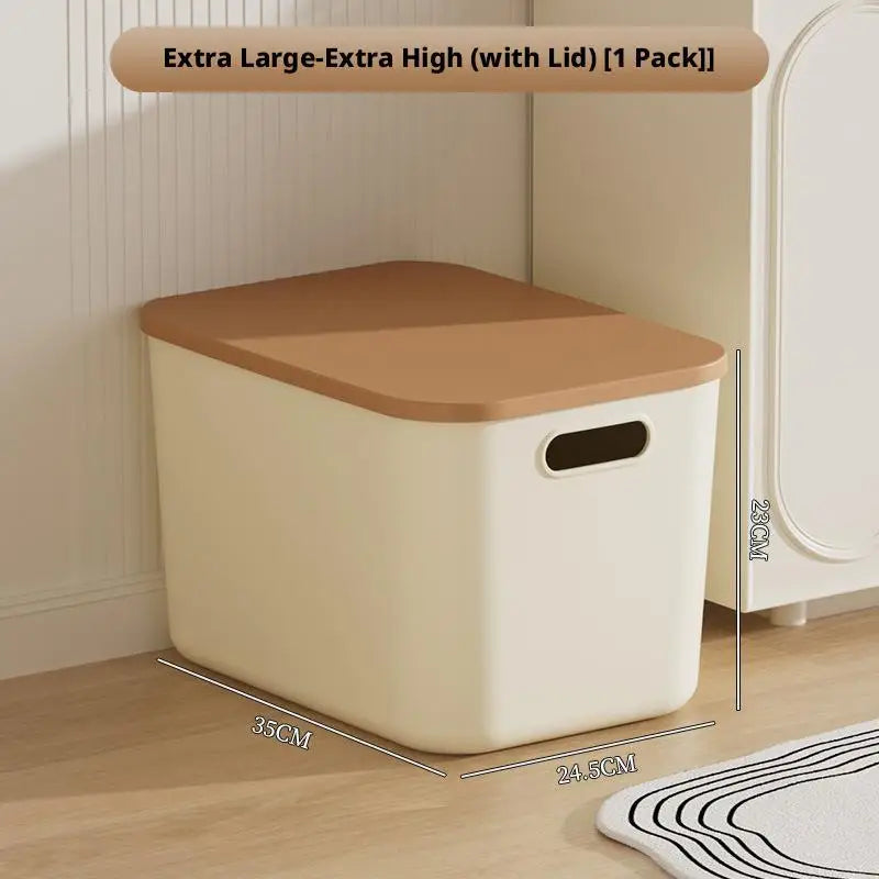 Load image into Gallery viewer, Toy Storage Box with Lid Desktop Plastic Snacks Cosmetics Organizer Basket Dormitory Wardrobe Sundry Pants Clothes Storage Box
