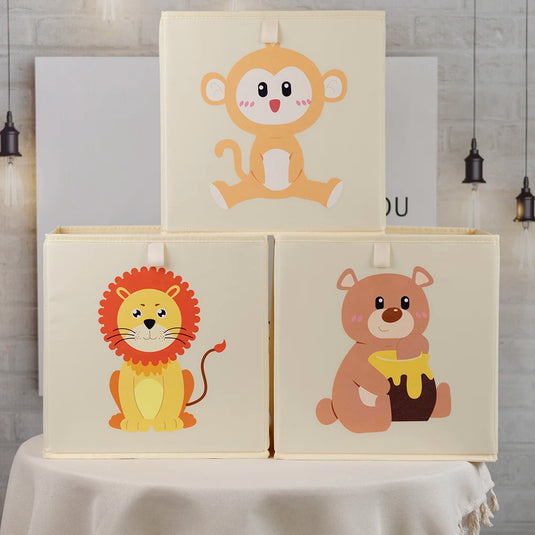 Cartoon Children's Toy Storage Boxes Foldable Oxford Household Storage Basket for Kids Nursery Bedroom Playroom Living Room