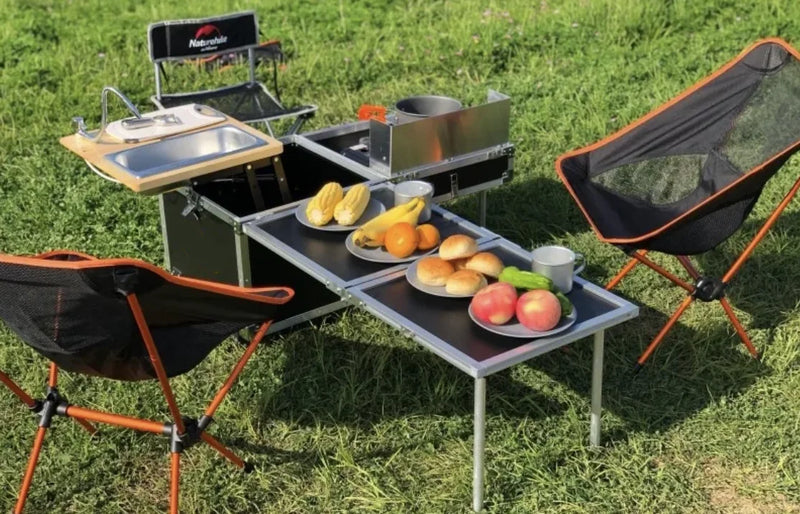 Load image into Gallery viewer, Outdoor Camping Portable Mobile Kitchenette Camping Picnic Kitchen Cooking Folding Storage Box Integrated Stove
