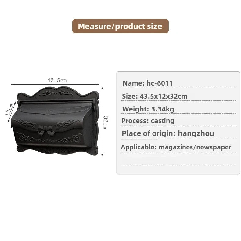 Load image into Gallery viewer, Matte Black European Rustic Iron Mailbox Vintage Bucket Tin Newspaper Post Letter Box Aluminum Design
