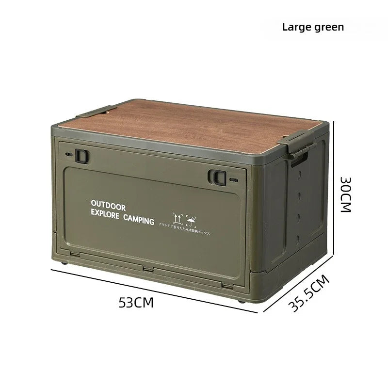 Load image into Gallery viewer, Folding outdoor picnic camping box, wooden-lid storage box, household storage luggage and organization box, car-mounted carrying
