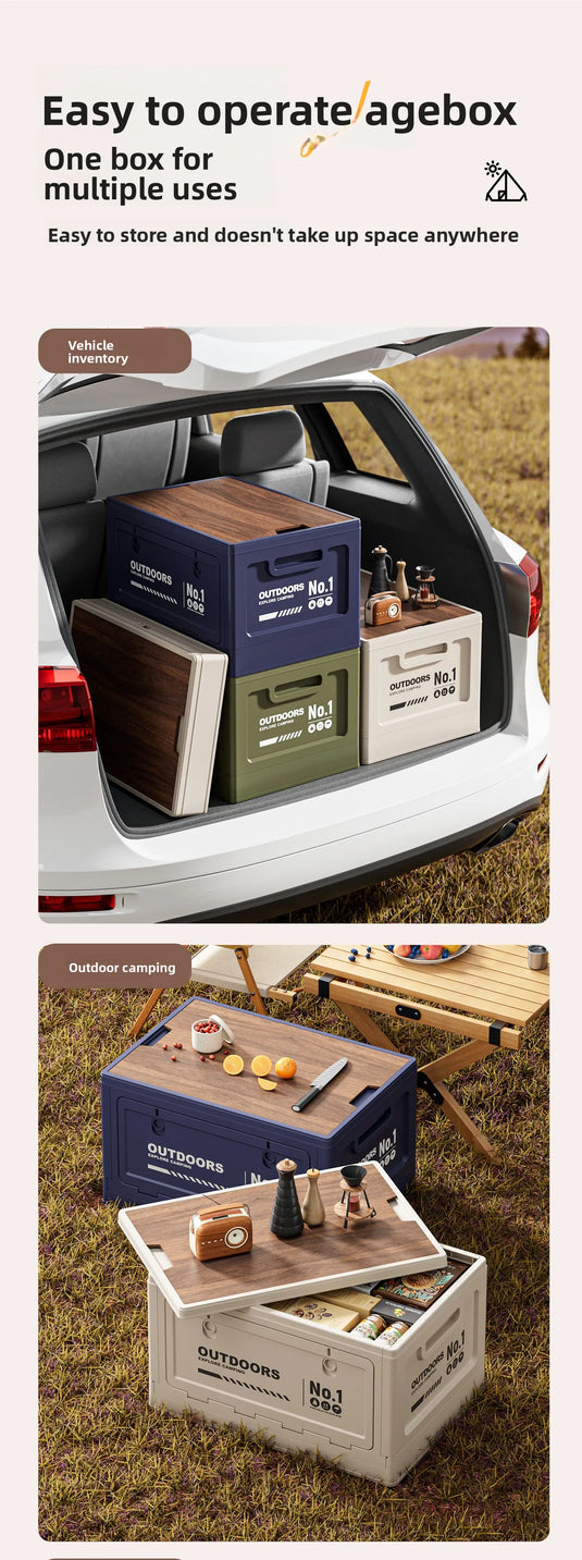 Foldable Storage Box for Camping Outdoor Large Capacity Side Opening Organizer for Car Home Toys Clothes