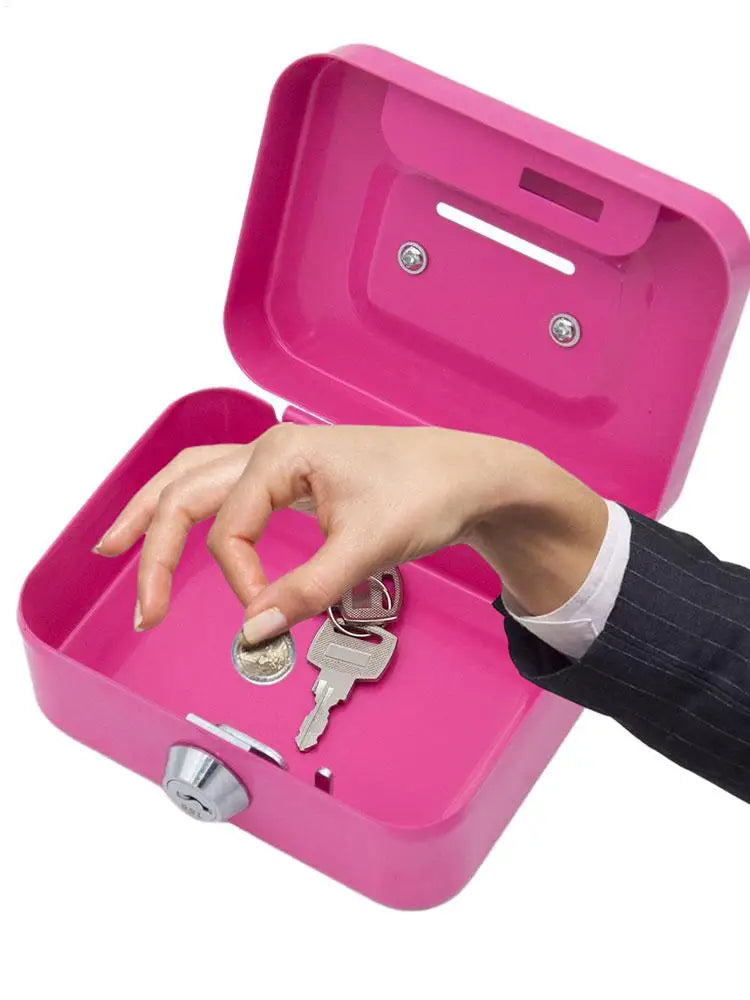 Load image into Gallery viewer, Portable Small Lock Box Security Safe Lock Boxes Mini Metal Cash Box Money Bank Metal Coin Bank Security Box Sturdy Cash Box

