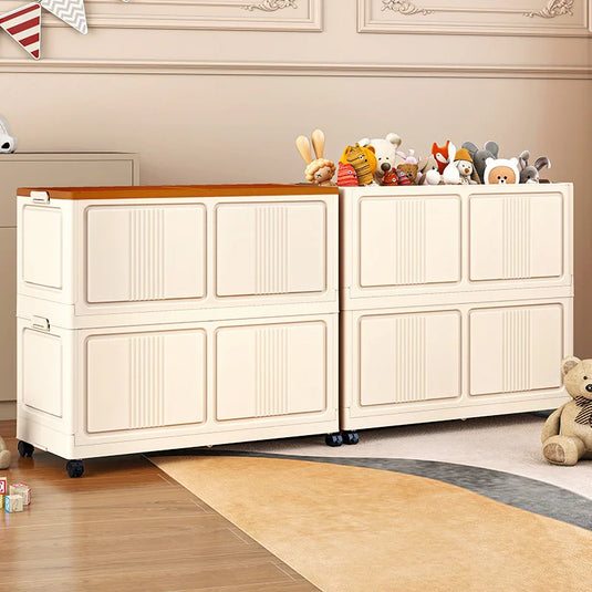 Foldable Toy Bin,Rolling Movable Storage,Large Capacity Space-Saving,Heavy-Duty for Study/Bedroom,3Colors, 2Sizes,Toy Organizer