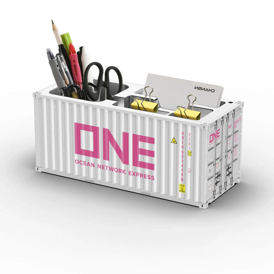 Miniature Realistic Shipping Container Model Simple Multifunctional Office Desktop Pen Holder Storage Box Home Decor Craft