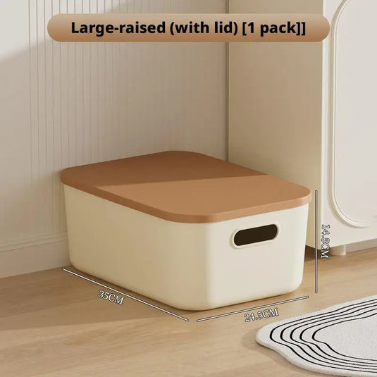 Toy Storage Box with Lid Desktop Plastic Snacks Cosmetics Organizer Basket Dormitory Wardrobe Sundry Pants Clothes Storage Box