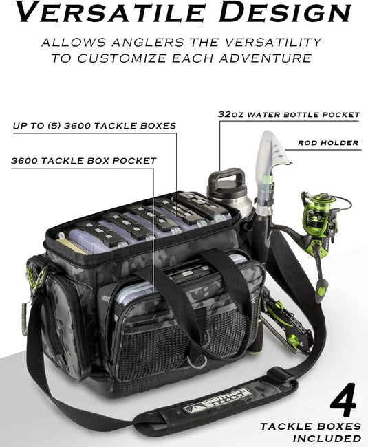Fishing square bread bag with 4 3600 fishing boxes