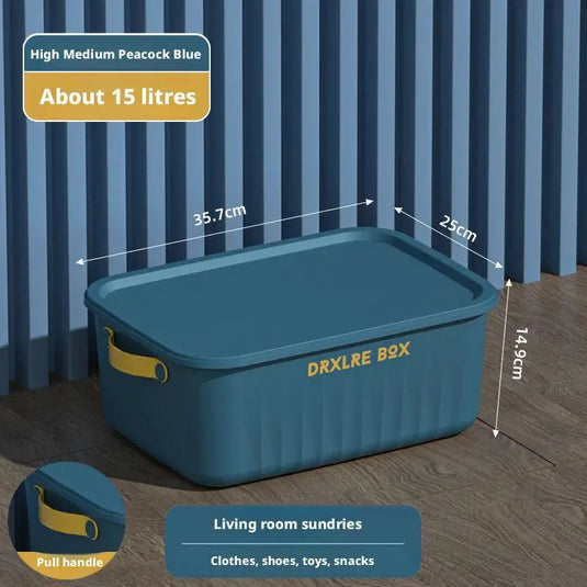 Toy Storage Box with Lid Desktop Plastic Snacks Cosmetics Organizer Basket Dormitory Wardrobe Sundry Pants Clothes Storage Box