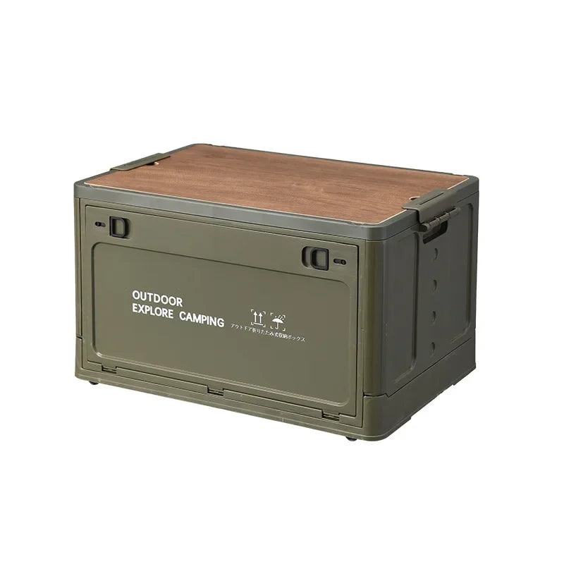 Load image into Gallery viewer, Folding outdoor picnic camping box, wooden-lid storage box, household storage luggage and organization box, car-mounted carrying
