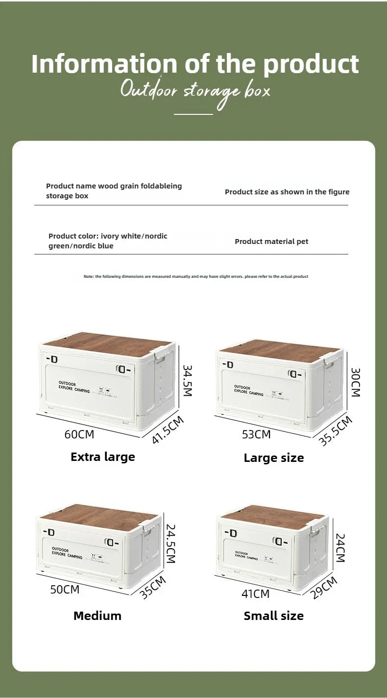Load image into Gallery viewer, Folding outdoor picnic camping box, wooden-lid storage box, household storage luggage and organization box, car-mounted carrying
