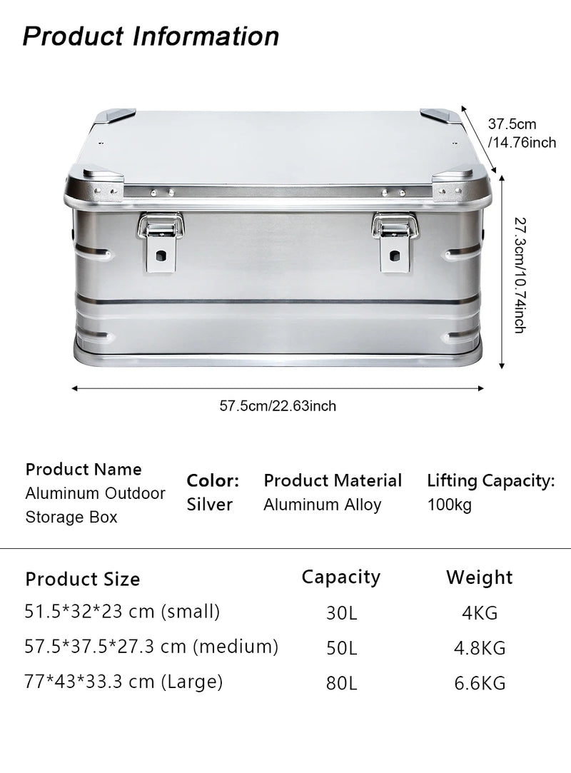 Load image into Gallery viewer, DOTWISE Outdoor Storage Box 30-80L Large Capacity Aluminum Alloy Box For Camping Picnics Travel Home Storage Organization
