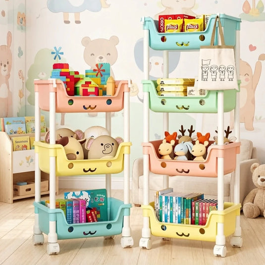 Toy Storage Trolley Bookshelf Kitchen Organizer Bathroom Accessories Snack Rack for Children Storage Organizer Kitchen Storage