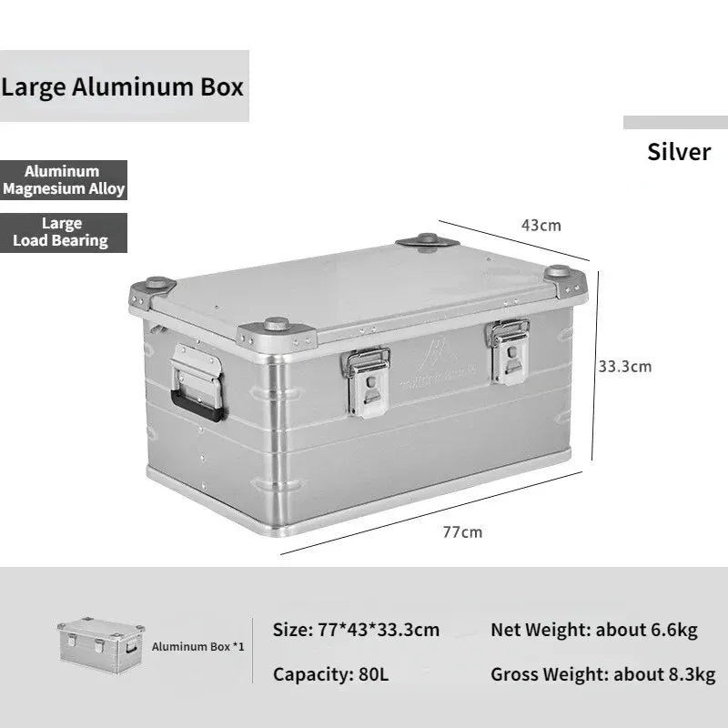 Load image into Gallery viewer, MOUNTAINHIKER Outdoor Storage Box Camping Picnic Travel Aluminum Alloy Large Capacity Box Silver Storage Bag 30-80L
