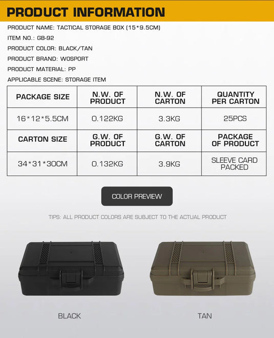 Tactical Equipment Outdoor Shockproof Protection Storage Box Shooting Hunting Laser Box Versatile EDC Flashlight Hard Case