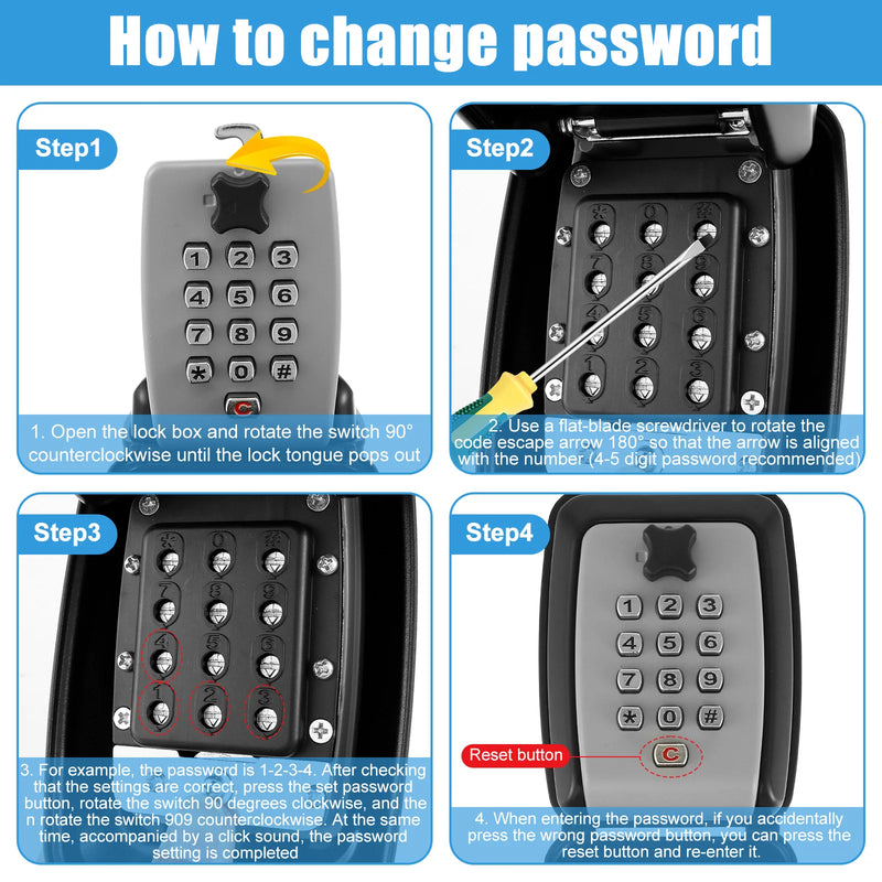 Load image into Gallery viewer, Key Lock Box Wall-Mount Secret Code Security Key Safe Secret Organizer Box No Key Home Office Weatherproof Safe Key Keeper NEW
