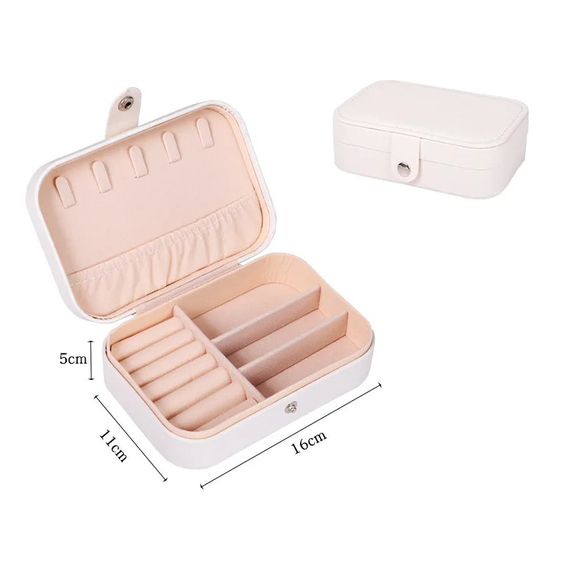 Load image into Gallery viewer, Portable Jewelry Box Jewelry Organizer Display Travel Jewelry Case Boxes Button Leather Storage Zipper Jewelers Joyero
