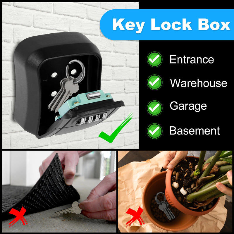 Load image into Gallery viewer, Key Lock Box Wall-Mount Secret Code Security Key Safe Secret Organizer Box No Key Home Office Weatherproof Safe Key Keeper NEW
