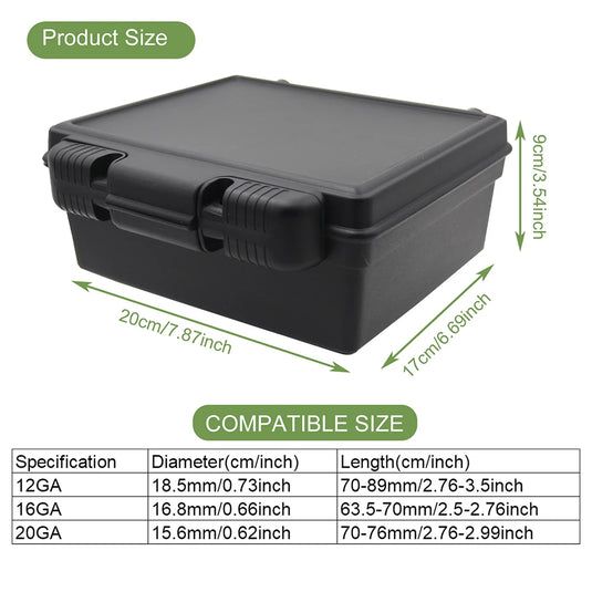 Tactical 12Ga Ammo Box 42 Rounds Bullets Case Pistol Rifle Ammunition Holder Cartridge Storage Box Case for Hunting Shooting