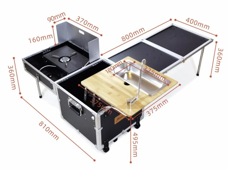 Load image into Gallery viewer, Outdoor Camping Portable Mobile Kitchenette Camping Picnic Kitchen Cooking Folding Storage Box Integrated Stove
