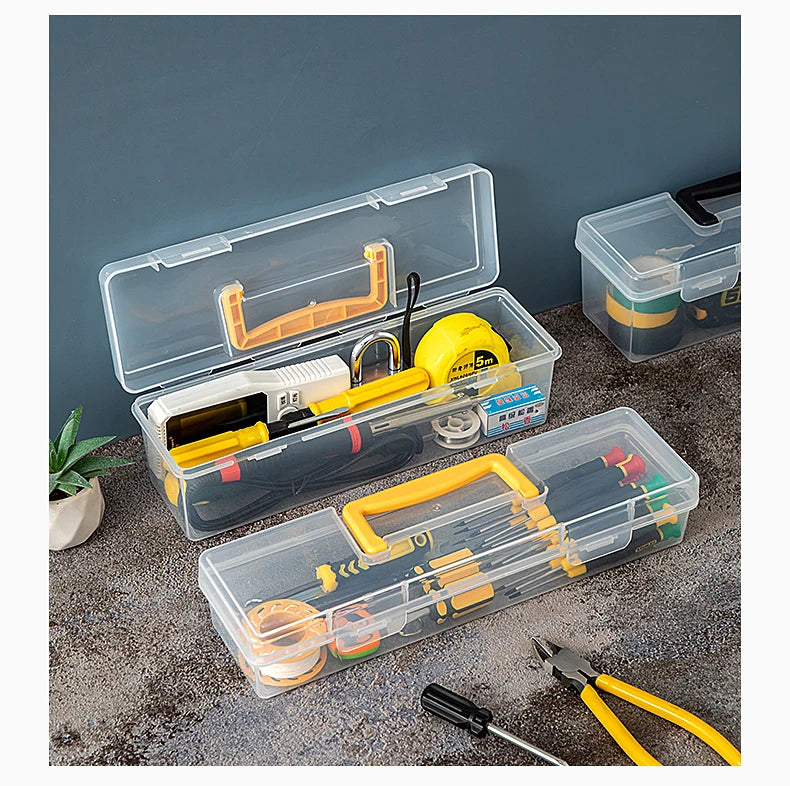 Load image into Gallery viewer, Transparent Handheld Toolbox Portable Large Capacity Thickened Plastic Hardware Tool Storage Box With Handle Tool Organizer Box
