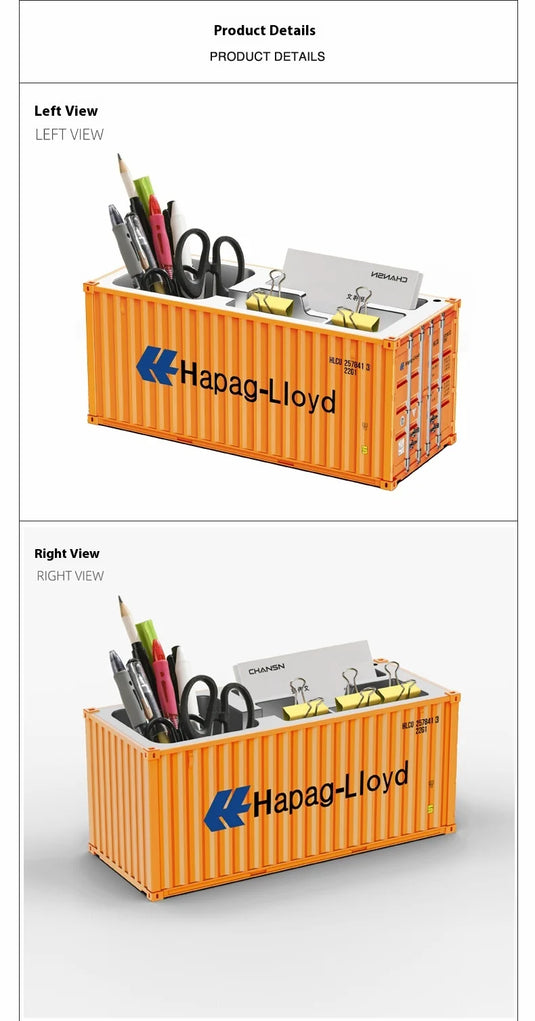 Miniature Realistic Shipping Container Model Simple Multifunctional Office Desktop Pen Holder Storage Box Home Decor Craft