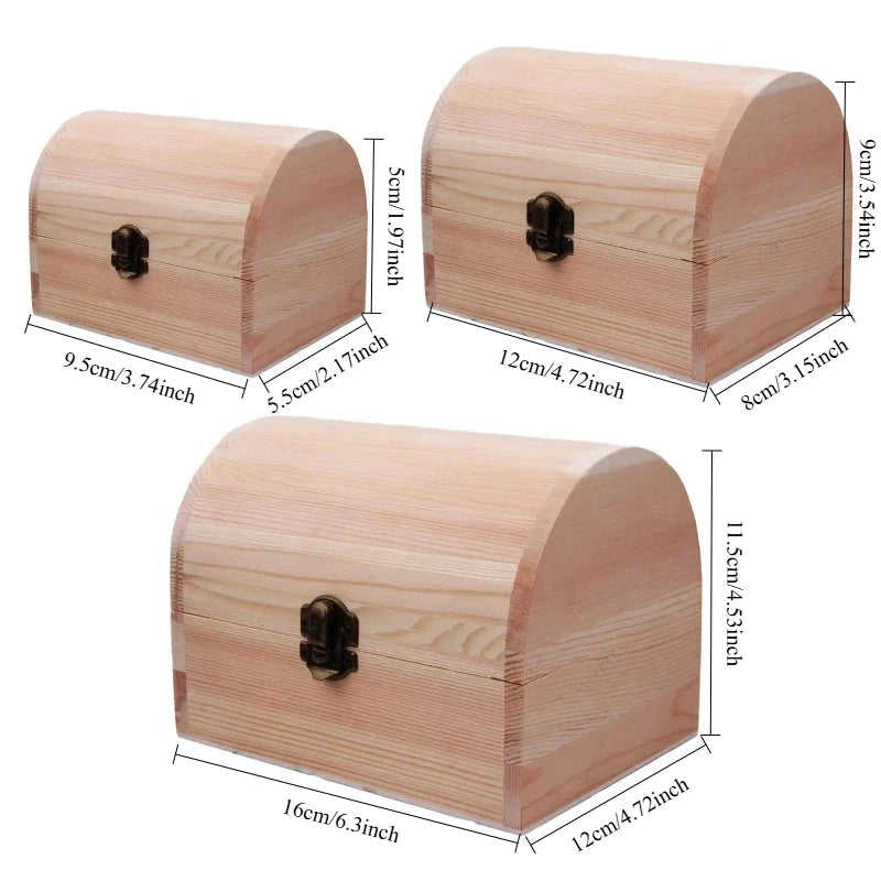Load image into Gallery viewer, Wooden Box Treasure Chest Box Jewelry Storage Organizer Unfinished Wood Box DIY Painting Craft Box Decorative Storage Box
