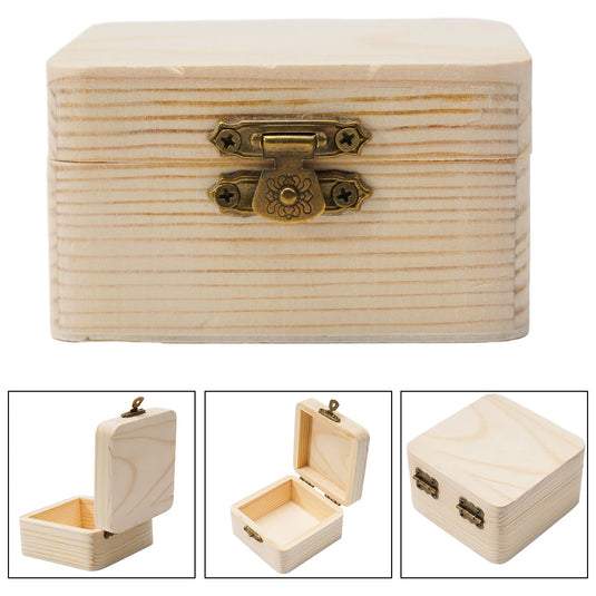 Wooden Storage Box Plain Wood With Lid Multifunction Square Hinged Crafts Gifts Boxes For Home Supply Storages Decoration