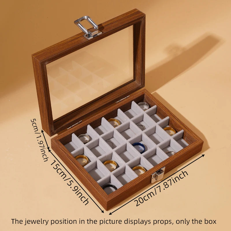Load image into Gallery viewer, Walnut color jewelry box, ring necklace storage box, earrings, earrings, bracelets, jewelry box, solid wood jewelry box
