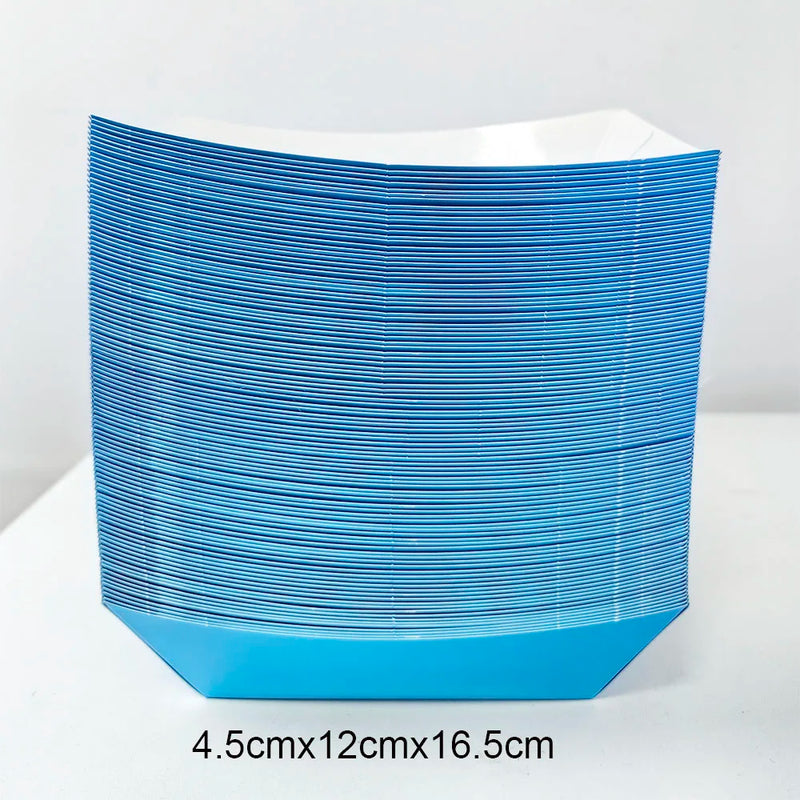 Load image into Gallery viewer, 6/12/24 Solid Color Paper Food Trays Disposable Food Boat Black White Blue Yellow Popcorn Box Baby Showe Birthday Party Supplies
