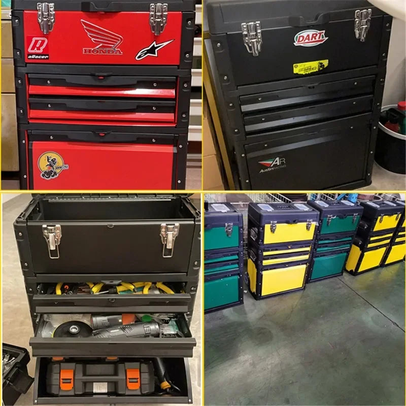 Load image into Gallery viewer, Tool Box Storage Professional Big Metal Removable Three-layers Alloy Tool Box Workshop Storage Hardware Electrician Product
