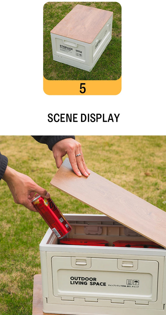 Outdoor Storage Box Camping Folding Box Camping Organizer Car Trunk Wooden Lid Industrial Air Storage Box