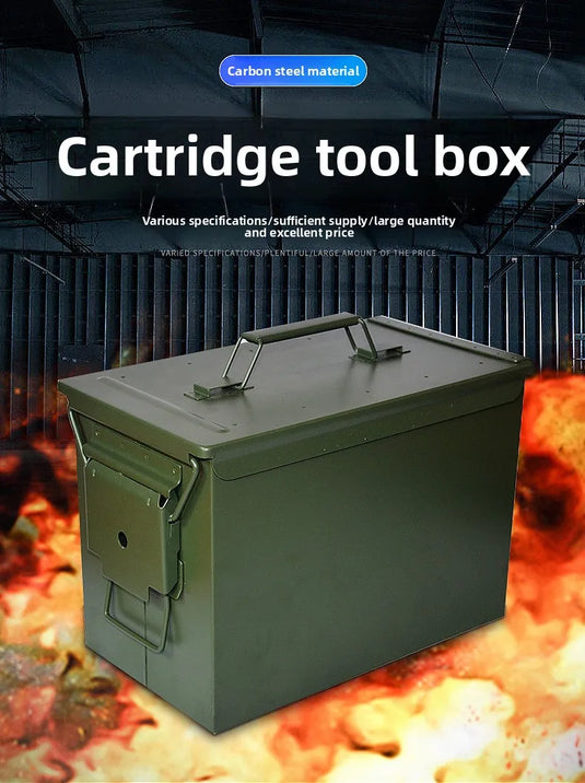 Metal bullet box, iron sheet storage box for hardware tools, small multi-functional protective portable ammunition empty box