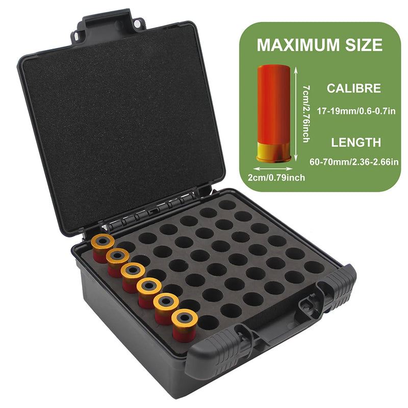 Load image into Gallery viewer, Tactical 12Ga Ammo Box 42 Rounds Bullets Case Pistol Rifle Ammunition Holder Cartridge Storage Box Case for Hunting Shooting
