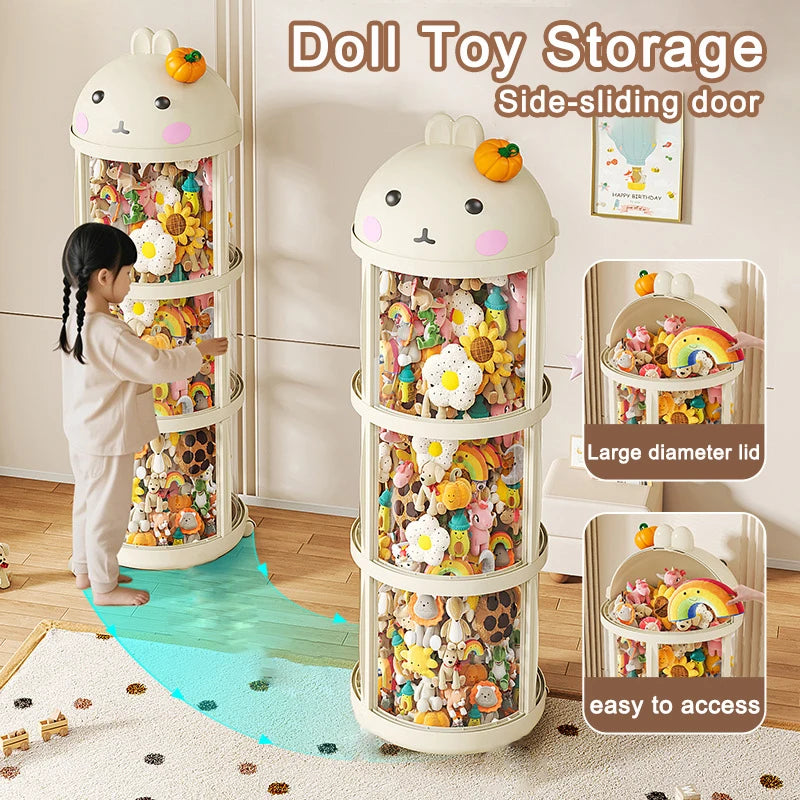 Load image into Gallery viewer, Doll Storage Box Large Capacity Organization Children's Plush Toys Bucket Home Multi-layer Push The Door Toy Organizer Kid Gift
