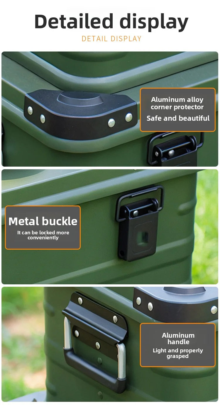 Load image into Gallery viewer, DOTWISE Outdoor Storage Box Camping Picnic Travel Aluminum Alloy Car Organizer Large Capacity Box Amry Green Storage Bag
