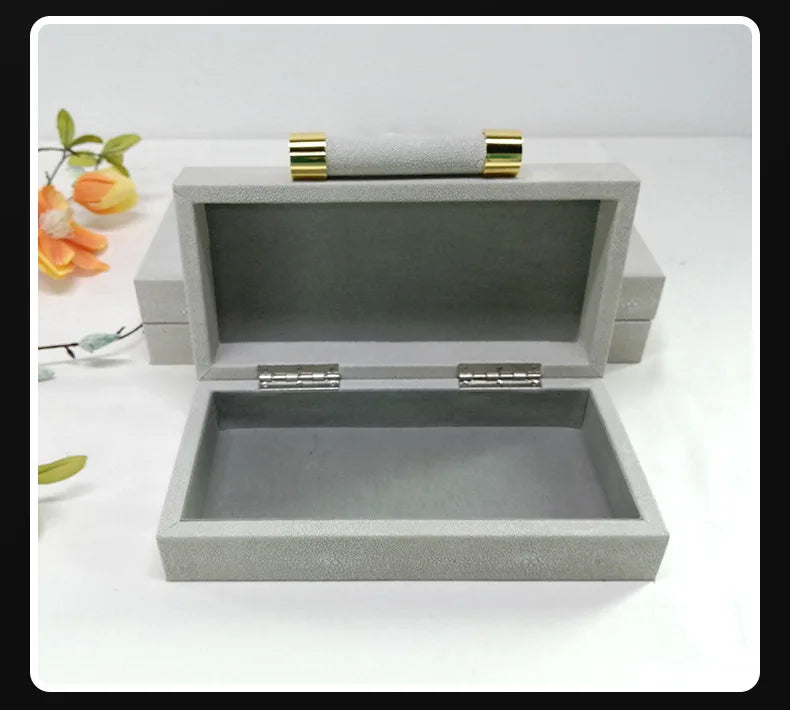 Load image into Gallery viewer, Leather Jewelry Box To Store European Style Wooden Frame Organizer Luxury Jewelry Box Empty No Grid Gift Boxes for Present

