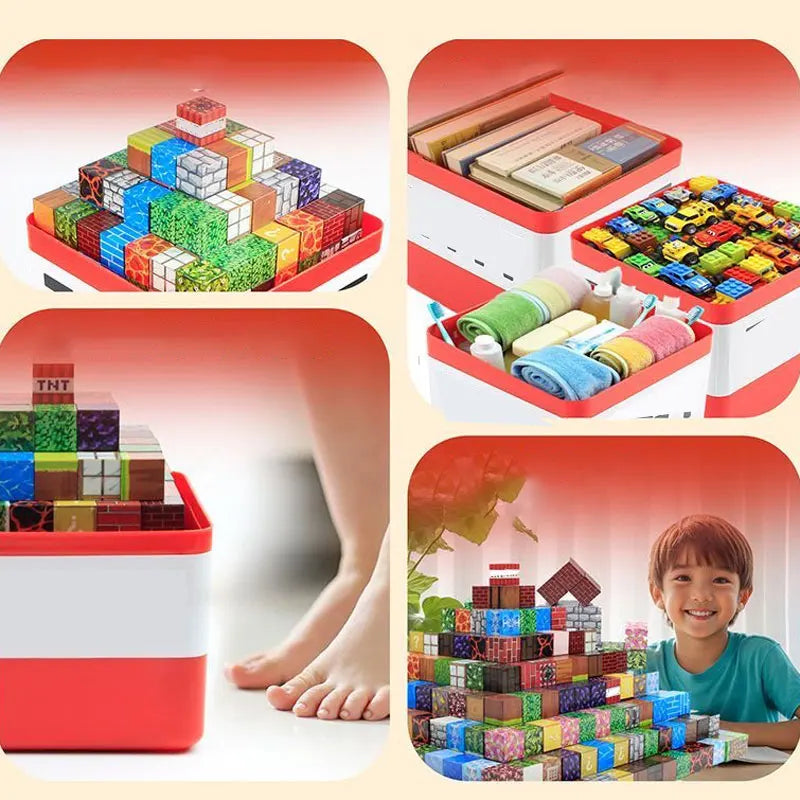 Load image into Gallery viewer, Magnetic Building Blocks Storage Box Snack Toy Blocks Storage Bucket Plastic Organizer Container DIY Assembly Toys For Kids Gift
