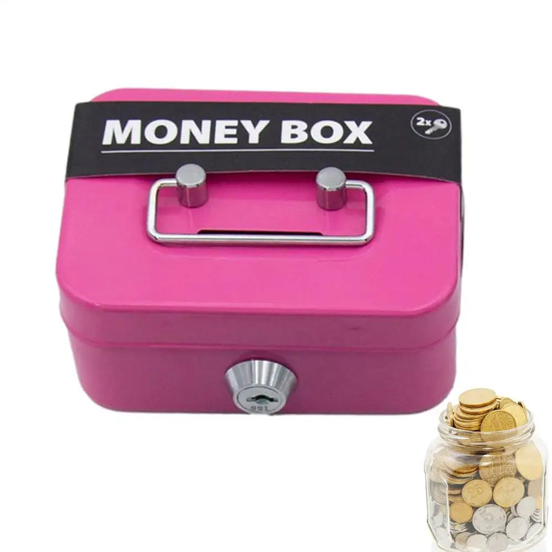 Load image into Gallery viewer, Portable Small Lock Box Security Safe Lock Boxes Mini Metal Cash Box Money Bank Metal Coin Bank Security Box Sturdy Cash Box
