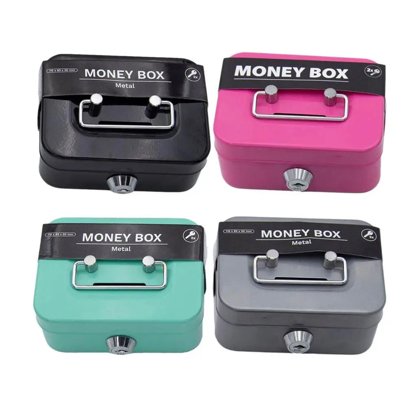 Load image into Gallery viewer, Portable Small Lock Box Security Safe Lock Boxes Mini Metal Cash Box Money Bank Metal Coin Bank Security Box Sturdy Cash Box
