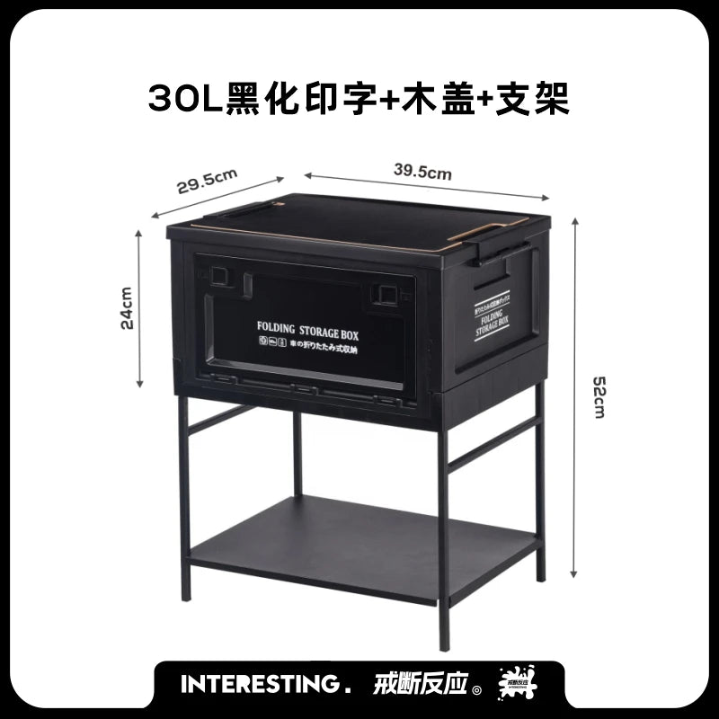 Load image into Gallery viewer, Black Outdoor Camping Box | Foldable Multi-Functional Storage Container | Industrial Style Gear Organizer for Car Trunk &amp; Campin
