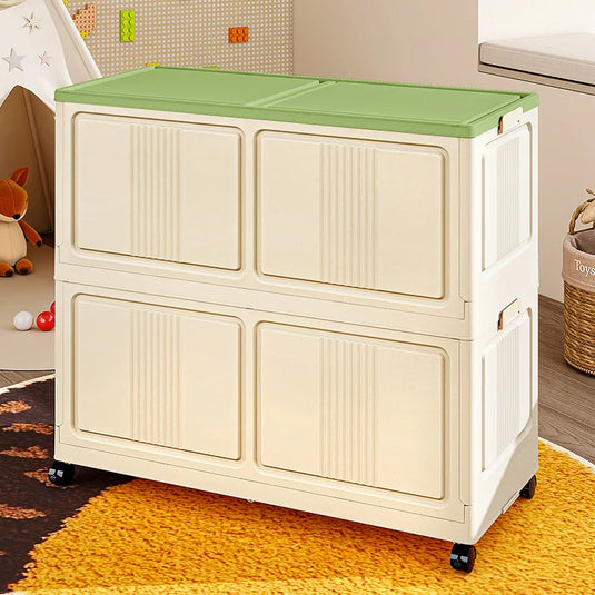 Foldable Toy Bin,Rolling Movable Storage,Large Capacity Space-Saving,Heavy-Duty for Study/Bedroom,3Colors, 2Sizes,Toy Organizer
