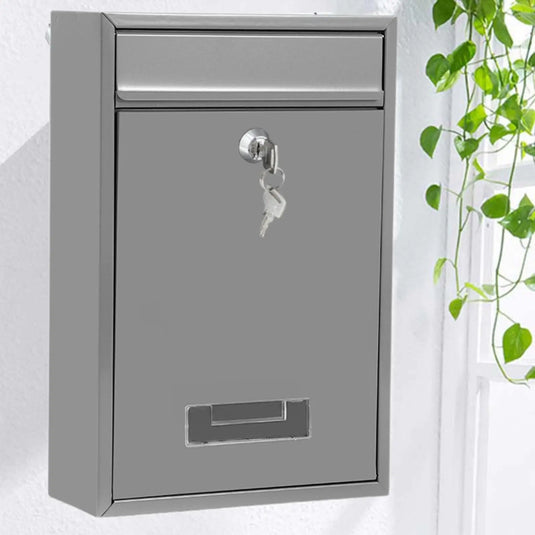 Wall Mounted Mailbox Lockable with 2 Keys Postbox Iron Post Letter Mail Insertion for Outdoor Home Office External Gate Door