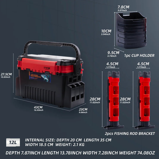 Fishingfans 6L 12L Fishing Box Organizer Multi-function Lure Live Fish Bucket Thickening Storage Box Fishing Tackle Box