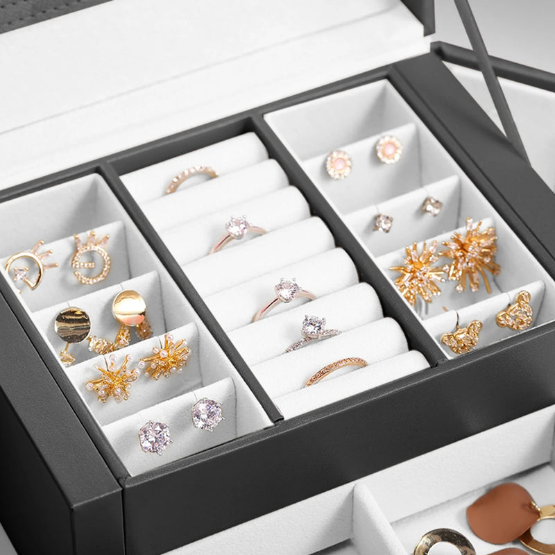Load image into Gallery viewer, Jewelry Box for Women 3 Layers Large Jewelry Organizer with velvet Travel Jewelry Storage Organizer for Earring Ring Necklace
