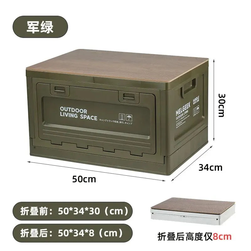 Load image into Gallery viewer, Outdoor Storage Box Camping Folding Box Camping Organizer Car Trunk Wooden Lid Industrial Air Storage Box

