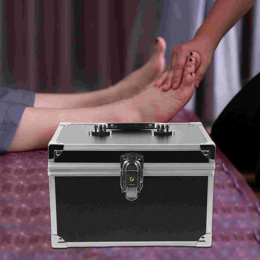 Massage Toolbox Case Aluminum Alloy Portable Tools Container Multi-Functional Storage Box Hardware Organizer Boxes Black