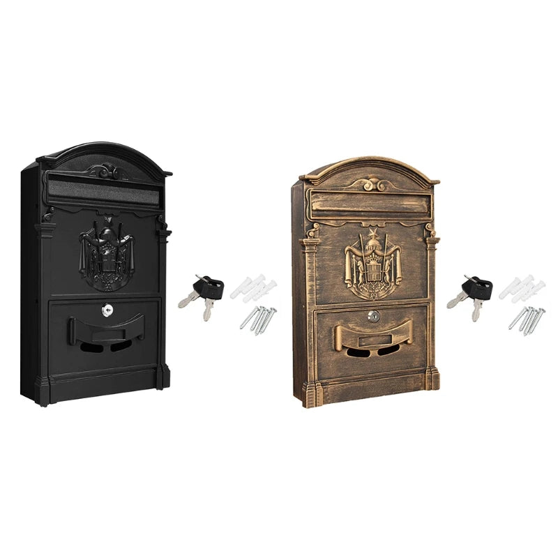 Load image into Gallery viewer, European-Style Villa Letterbox Outdoor Waterproof Mailbox Wall Mount Postbox Retro Suggestion Box with for Key Lock for
