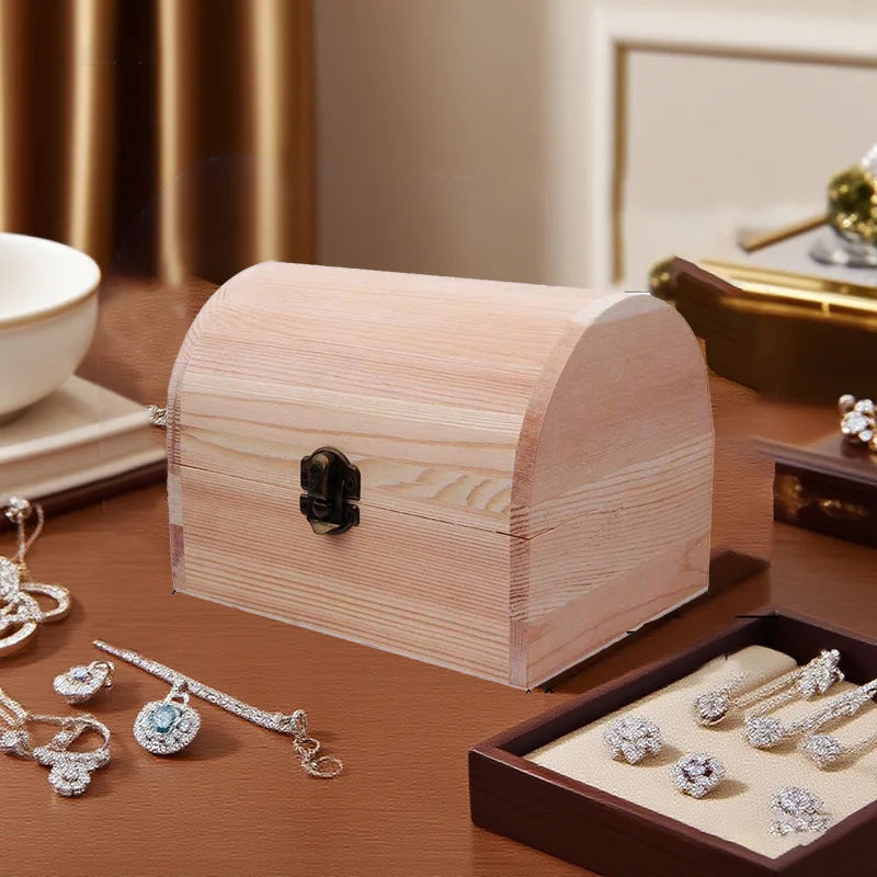 Load image into Gallery viewer, Wooden Box Treasure Chest Box Jewelry Storage Organizer Unfinished Wood Box DIY Painting Craft Box Decorative Storage Box
